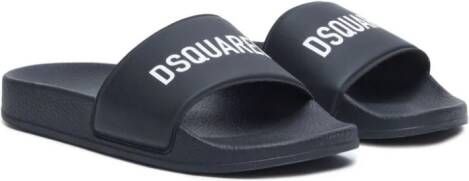 Dsquared2 Kids logo-print round-toe slides Black