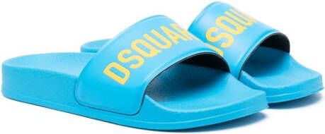 Dsquared2 Kids logo-print slip-on slides Blue