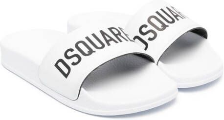 DSQUARED2 KIDS logo-print slip-on slides White