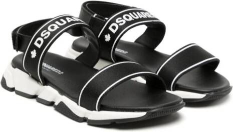 Dsquared2 Kids logo-print touch-strap sandals Black