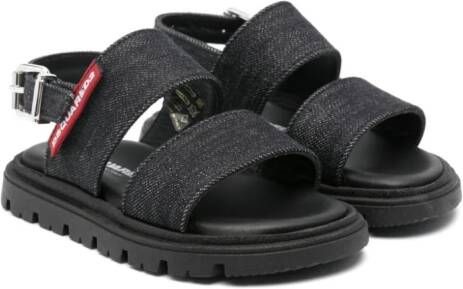 Dsquared2 Kids logo-tag denim sandals Black