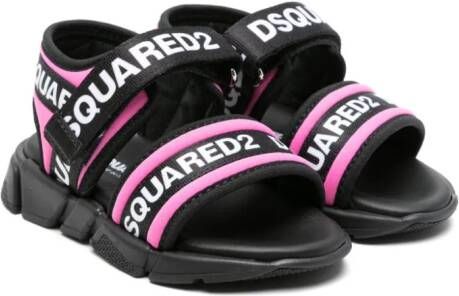 Dsquared2 Kids logo-tape touch-strap sandals Black