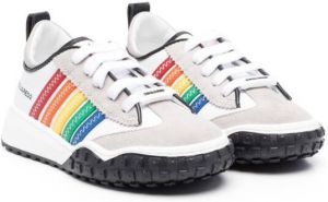 Dsquared2 Kids rainbow-stripe leather sneakers White