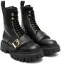 Dsquared2 Kids round-toe leather combat boots Black - Thumbnail 1