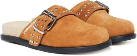 Dsquared2 Kids side-buckle suede mules Brown