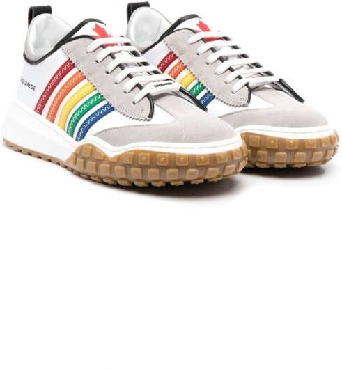 Dsquared2 Kids TEEN rainbow-stripe lace-up sneakers White