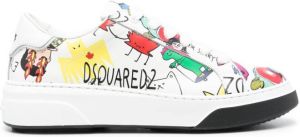 Dsquared2 leather graphic-print sneakers White