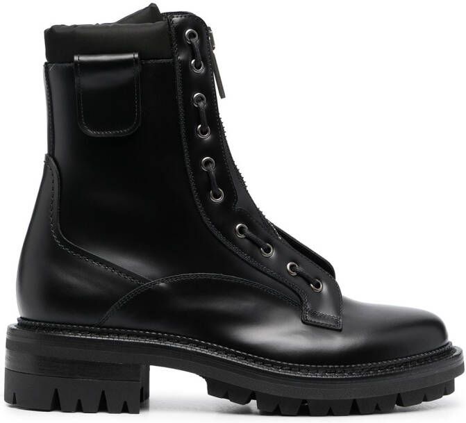 DSQUARED2 leather zip-up boots Black