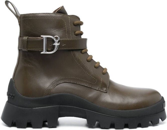 Dsquared2 logo-buckle detail ankle boots Brown