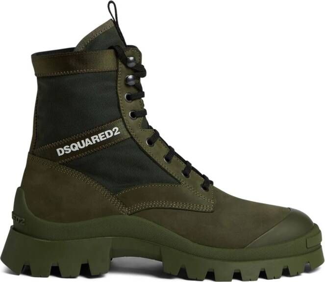 Dsquared2 logo-print leather boots Green