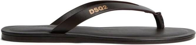 Dsquared2 logo-print leather flip-flops Brown