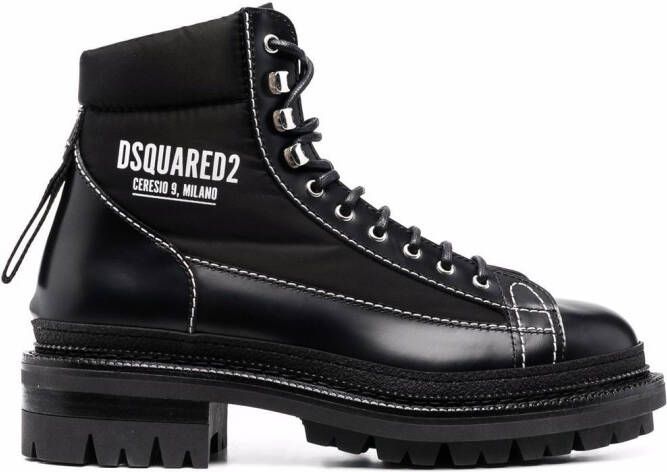 DSQUARED2 logo-print panelled boots Black