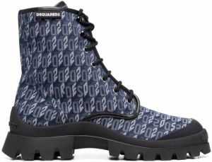 Dsquared2 monogram-pattern denim ankle boots Blue