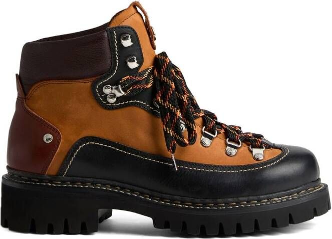 Dsquared2 panelled leather hiking boots Brown
