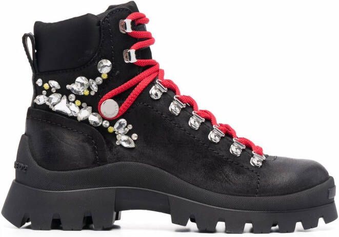 Dsquared2 rhinestone-embellished combat boots Black