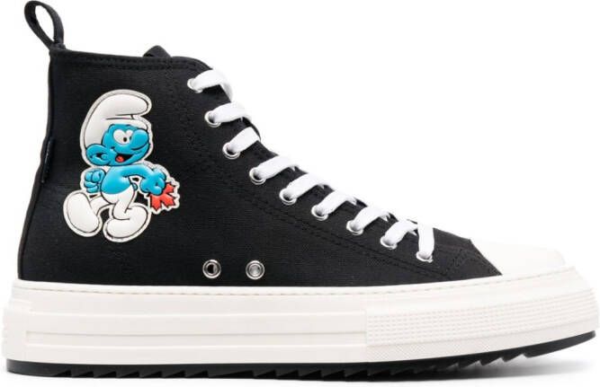 DSQUARED2 x Smurfs high-top cotton sneakers Black