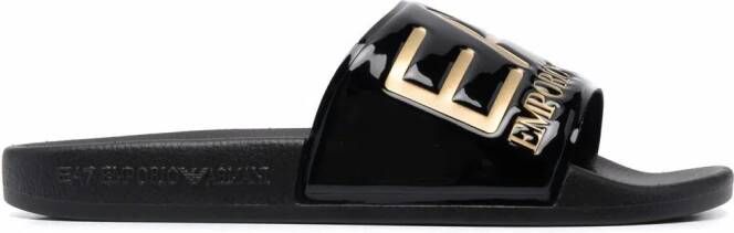 Ea7 Emporio Armani logo-embossed open-toe slides Black