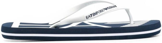Ea7 Emporio Armani logo-print flip flops Blue
