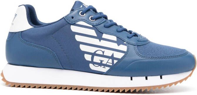 Ea7 Emporio Ar i logo-print multi-panel sneakers Blue