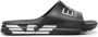 Ea7 Emporio Armani logo-print slip-on slides Black - Thumbnail 1