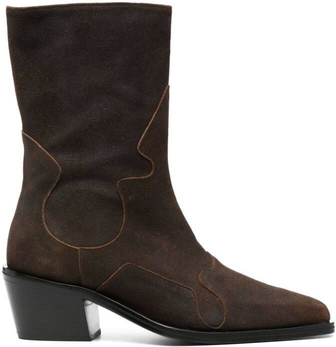 Eckhaus Latta 70mm zip-up suede boots Brown