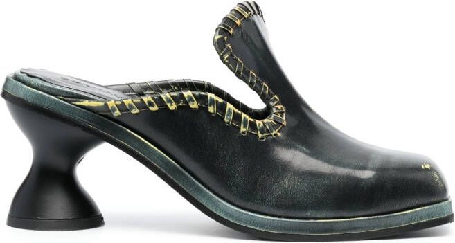 Eckhaus Latta 75mm square-toe leather mules Black