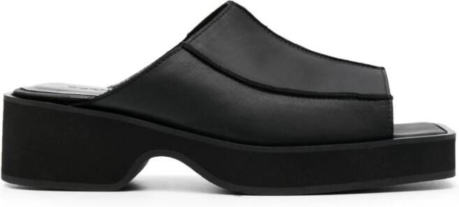 Eckhaus Latta Frame 55mm slip-on leather sandals Black