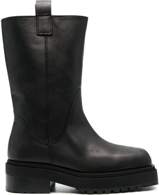 Eckhaus Latta leather stacked boots Black