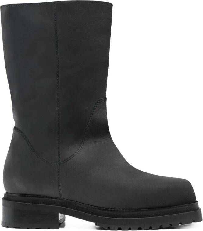 Eckhaus Latta square-toe 45mm leather boots Black
