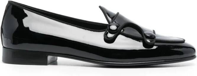 Edhen Milano almond-toe patent loafers Black