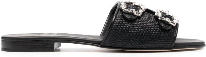 Edhen Milano double-buckle flat sandals Black