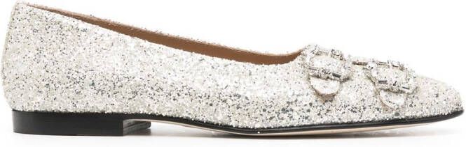 Edhen Milano glitter-detail ballerina shoes Silver