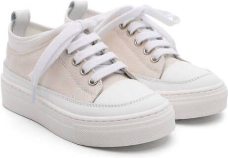 Eleventy Kids panelled canvas sneakers Neutrals