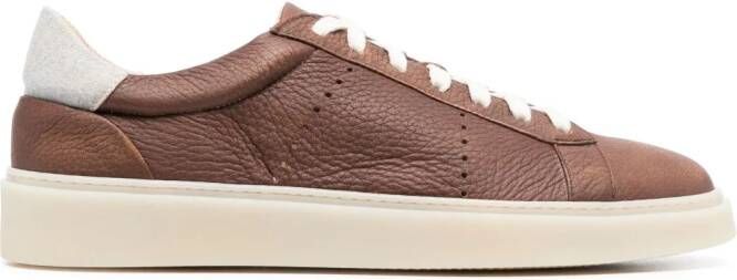 Eleventy low-top leather sneakers Brown