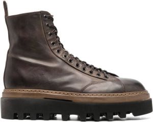 Eleventy lug-sole combat boots Brown