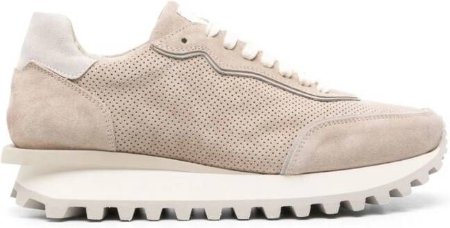 Eleventy perforated suede sneakers Neutrals