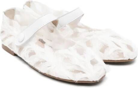 Eli1957 floral-appliqué tulle ballerina shoes White