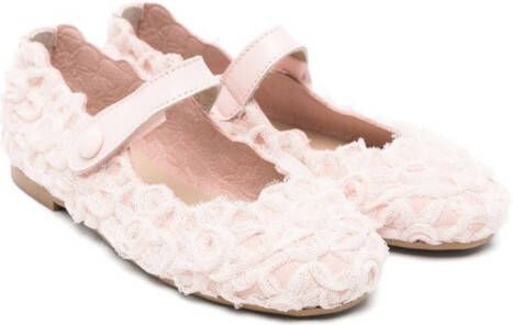 Eli1957 floral lace-appliqué ballerina shoes Pink