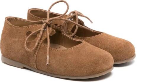 Eli1957 heart shape cut-out lace-up shoes Brown