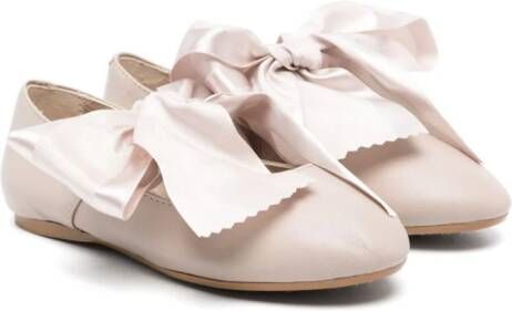 Eli1957 ribbon-detailed leather ballerina shoes Grey