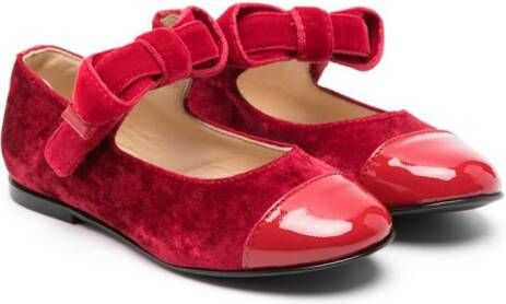 ELIE SAAB JUNIOR touch-strap leather ballerina shoes Red
