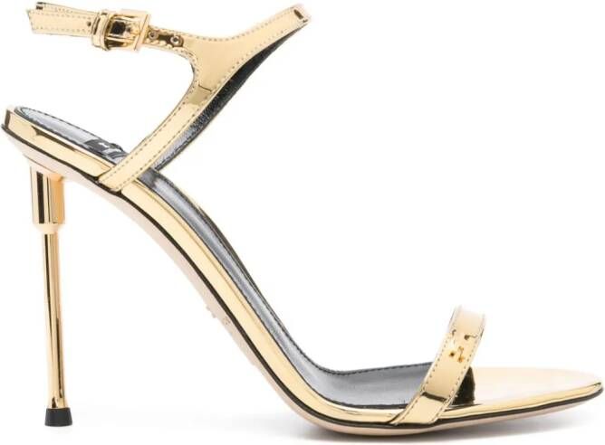 Elisabetta Franchi 100mm metallic leather sandals Gold