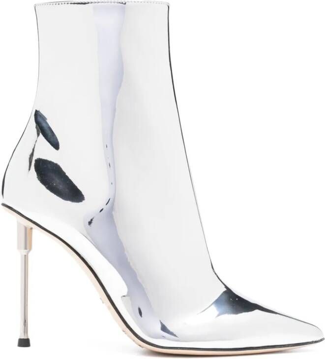 Elisabetta Franchi 100mm mirrored-leather boots Silver