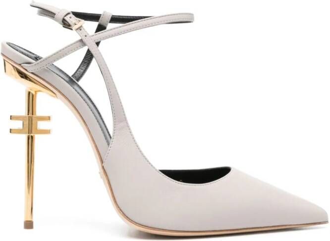 Elisabetta Franchi 115mm logo-heel leather pumps Grey