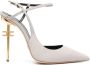 Elisabetta Franchi 115mm logo-heel leather pumps Grey - Thumbnail 1