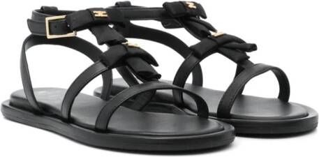 Elisabetta Franchi La Mia Bambina bow-detail leather sandals Black