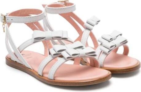 Elisabetta Franchi La Mia Bambina bow-detailed leather sandals White