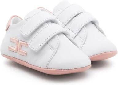 Elisabetta Franchi La Mia Bambina logo-embroidered leather crib shoes White