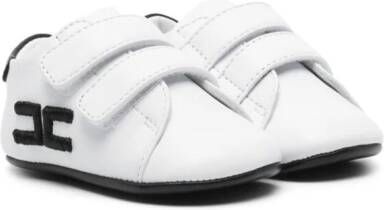 Elisabetta Franchi La Mia Bambina logo-embroidered leather crib shoes White
