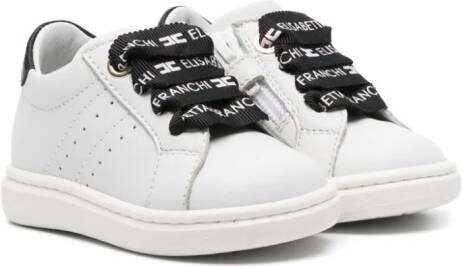 Elisabetta Franchi La Mia Bambina zip-up leather sneakers White